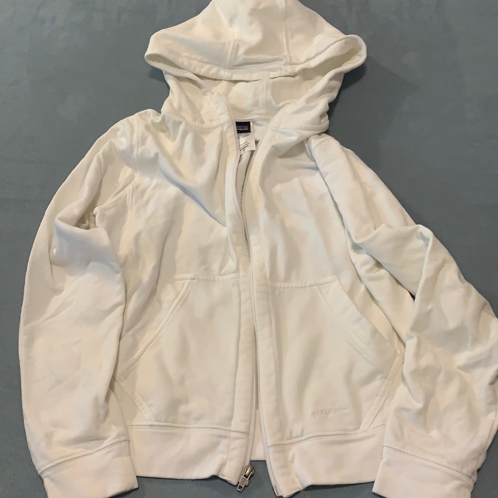 Patagonia White zipper jacket with hood